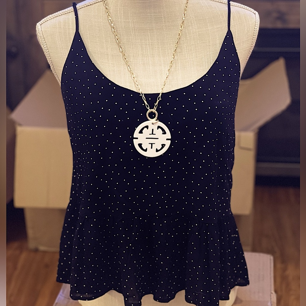 🍒BOGO50%🍒🆕🖤HYFVE: Black and White Dotted Babydoll Camisole Top MEDIUM